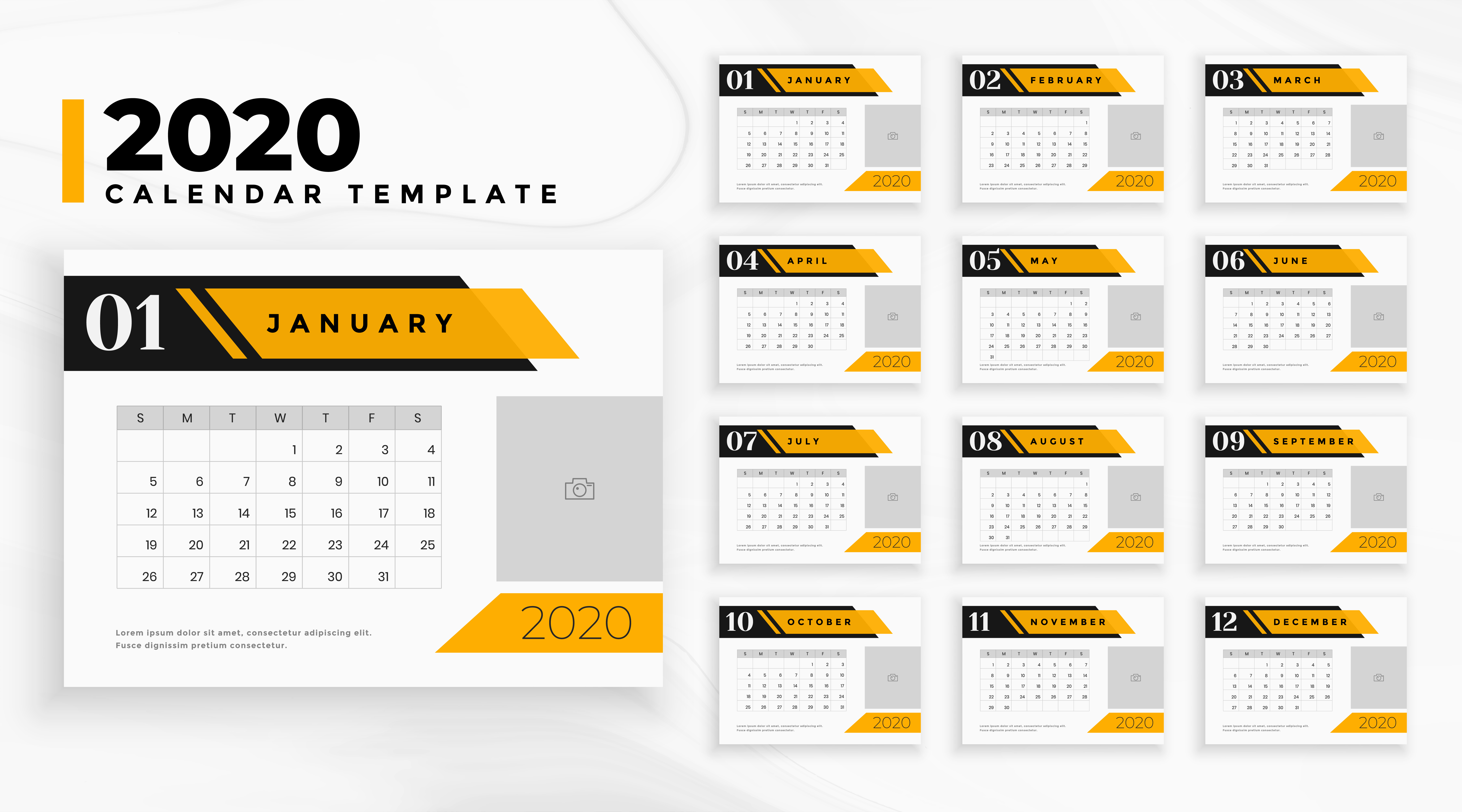 professional business 2020 calendar in geometric style